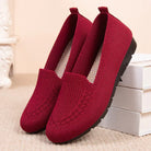 Rode gebreide loafers voor dames met zwarte zool, comfortabele casual schoenen, stijlvol en veelzijdig, perfect voor dagelijks gebruik.