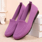 Paarse dames loafers, gebreid ontwerp, comfortabele casual schoenen met antislipzool, perfect voor dagelijks gebruik en modebewuste vrouwen.