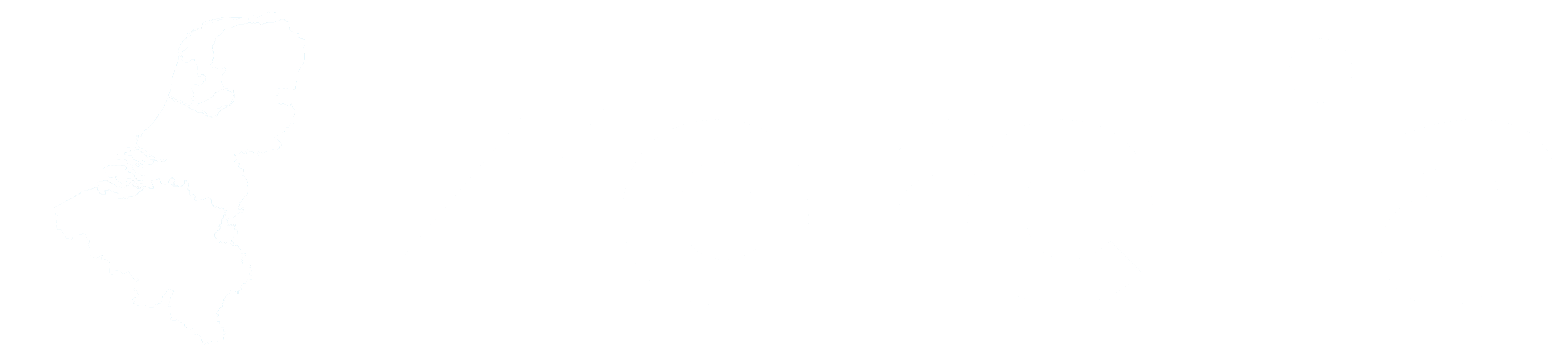 Wit logo van Zerelia met kaart van Nederland, minimalistisch ontwerp, bedrijfsbranding, transparante achtergrond, geschikt voor web- en printgebruik.